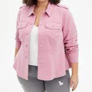 Torrid Pink Peplum Twill Jacket